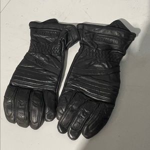 Olympia Black Leather Motorcycle Gloves